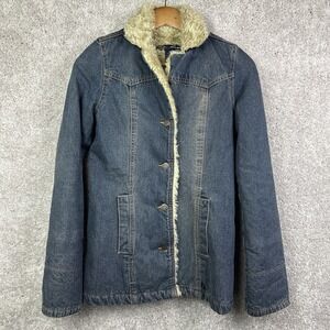 Abercrombie & Fitch Vintage Denim Jacket Women's XS Sherpa Lined Penny Lane‎